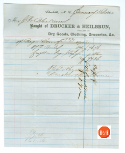Ann H. White regularly purchased goods in both Charlotte, N.C. - 1861