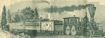 Image of an early train, the type used along the Charlotte and S.C. Railroad in Rock Hill. Courtesy of the White Family Collection - 2008