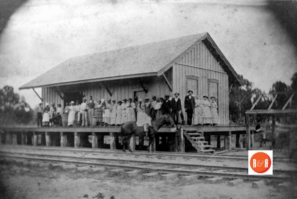 Early image of the original Rock Hill Depot.  Courtesy of the Wm. B. White, Jr. Collection, showing A.T. Black with his family and slaves. Date unknown.