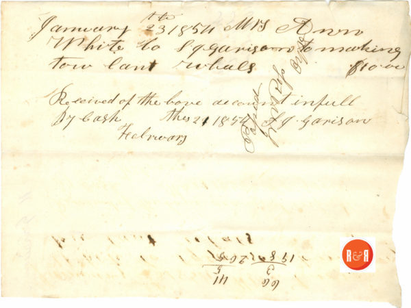 Receipt for S.G. Garison making two 