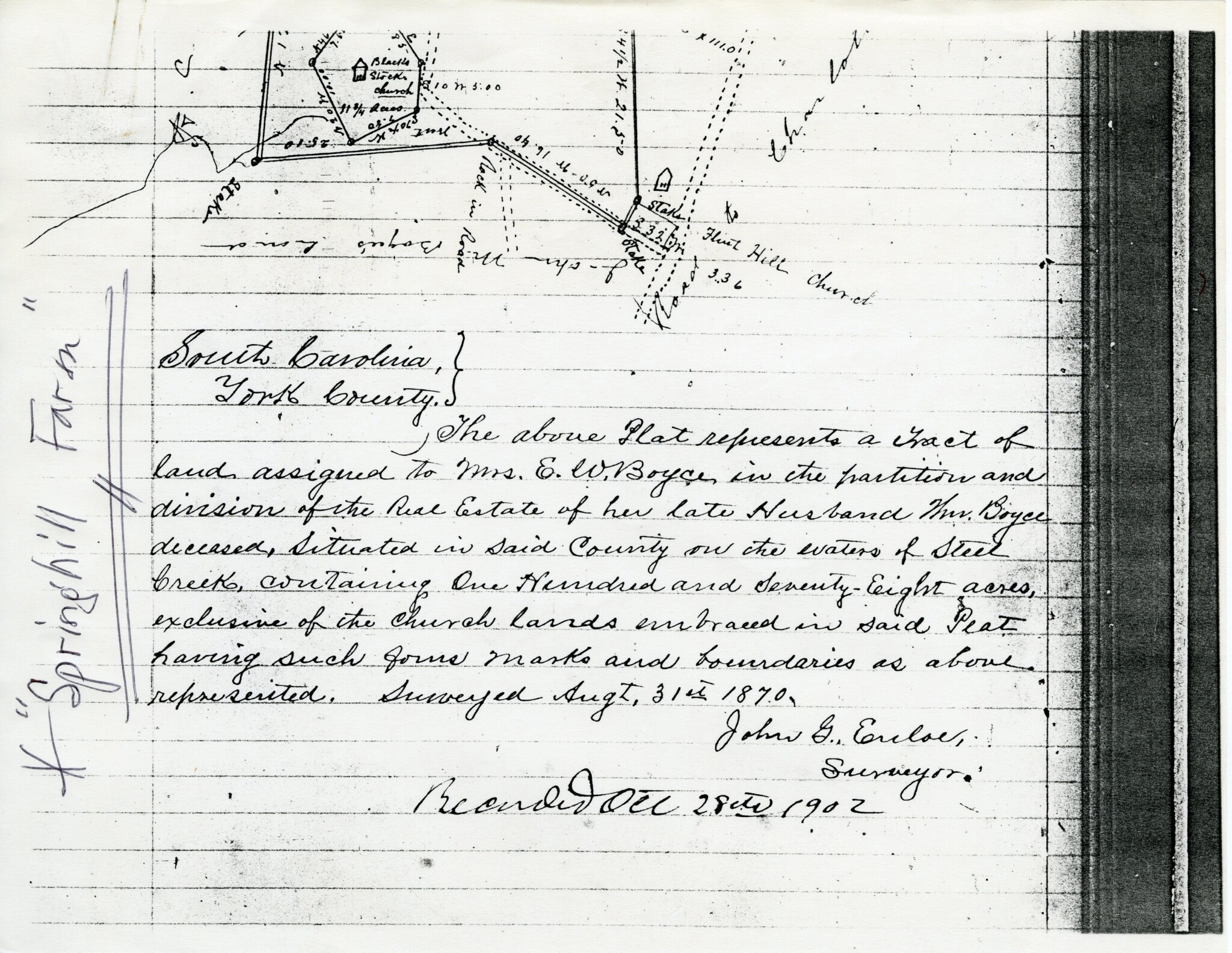 BLACKSTOCK'S CHURCH SURVEY & FLINT HILL - P. 1