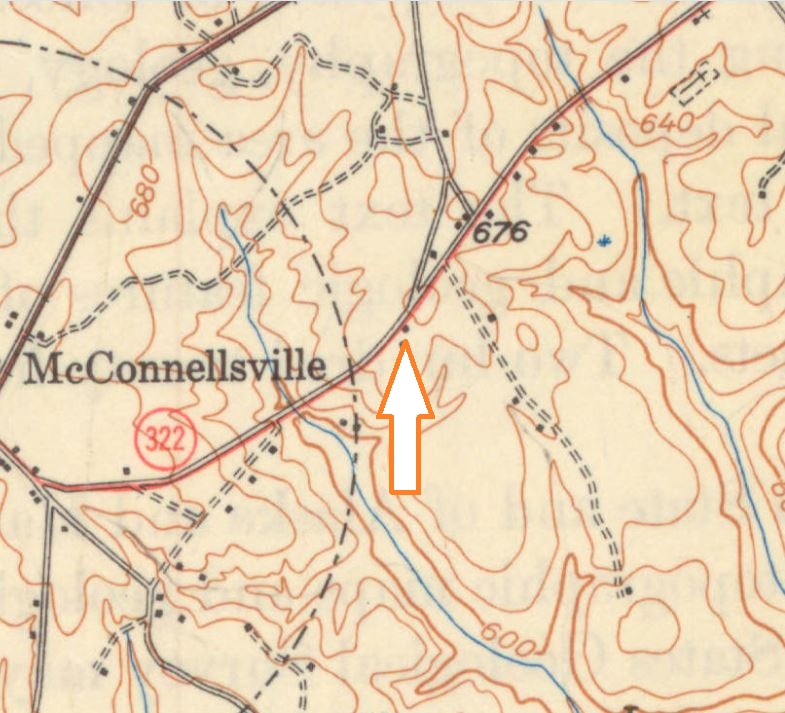 Topo Map 1949 showing the location of the Bratton - Settlemyre Home