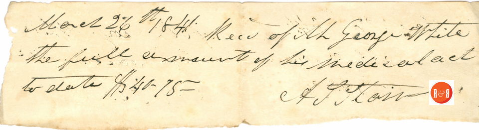 Dr. A.S. Starr's Medical bill to Ann H. White - 1841 - Courtesy of the White Collection/HRH 2008