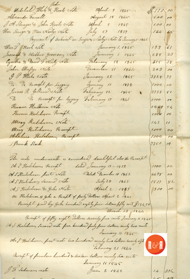Notes payable to John Fewell via Alexander Fewell - Courtesy of the White Collection/HRH, p.2