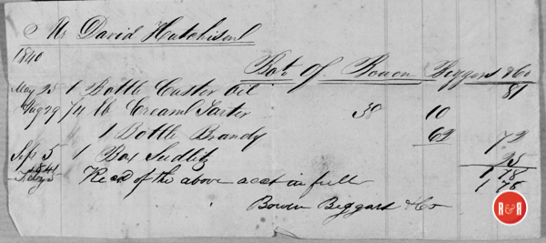 Account of Bowen or Rowen Biggars and Co., for David Hutchison, 1840 - Location unknown...