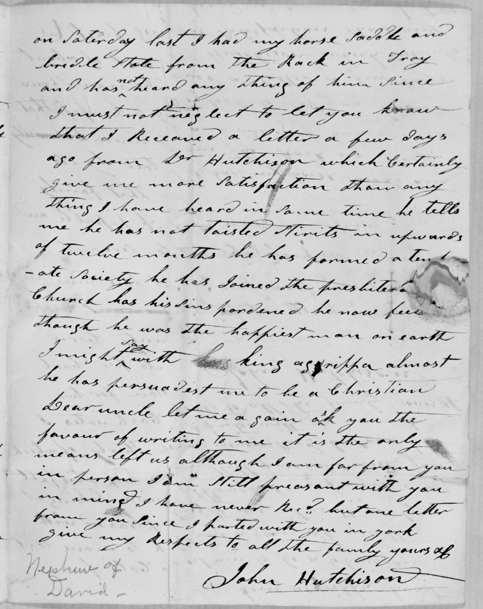 Letter to David Hutchison from John Hutchison, Troy Tenn. Page 3