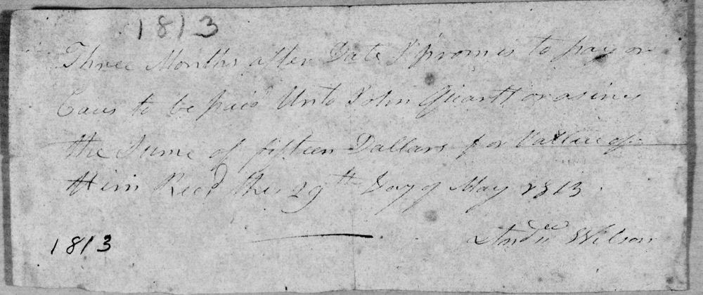 Abraham Nott payment of debts, July 8, 1795.  Hutchison Group 2021