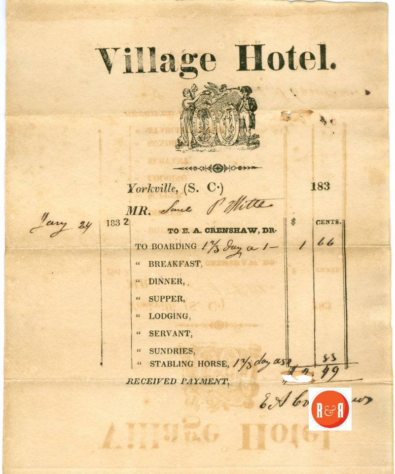 GEO. P.  WHITE & THE VILLAGE HOTEL (A.E. CRENSHAW) 1832 - Courtesy of the White Collection/HRH 2008