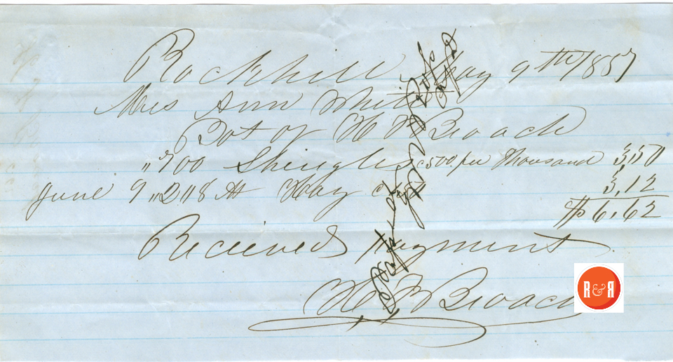 John C. Smith (John Check Smith) provides tallow and supplies to Ann H. White - 1857