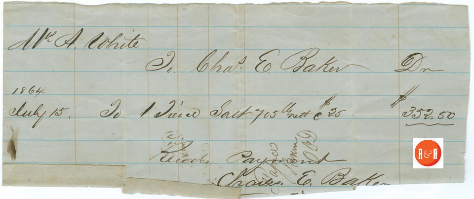 Ann H. White pays Charles E. Baker for salt 1864 - Courtesy of the White Collection/HRH 2008