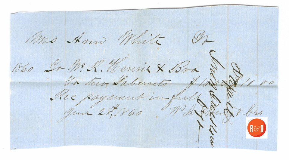 Receipt for work in 1860 - Courtesy of the White Collection/HRH 2008