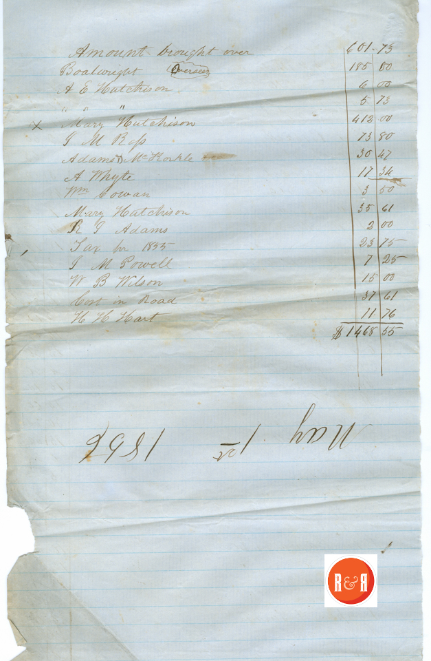 ANN H. WHITE ESTATE ACCOUNT - 1856 - Courtesy of the White Collection/HRH 2008, p. 2