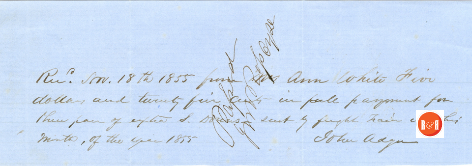 ANN H. WHITE ESTATE ACCOUNT for John Adger 