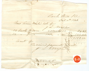Receipt from J.L. Neagle for 64 sacks of corn - 1866 - Courtesy of the White Collection/HRH 2008