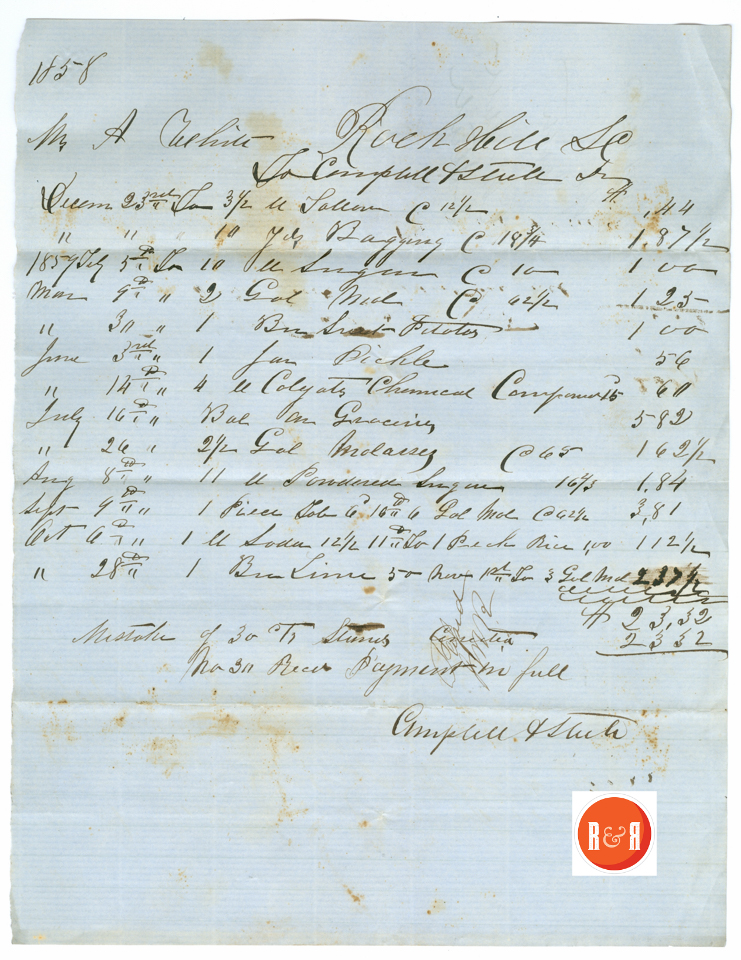 Ann H. White paid bill from Campbell and Steele - 1859 - White Family Collection, 2008