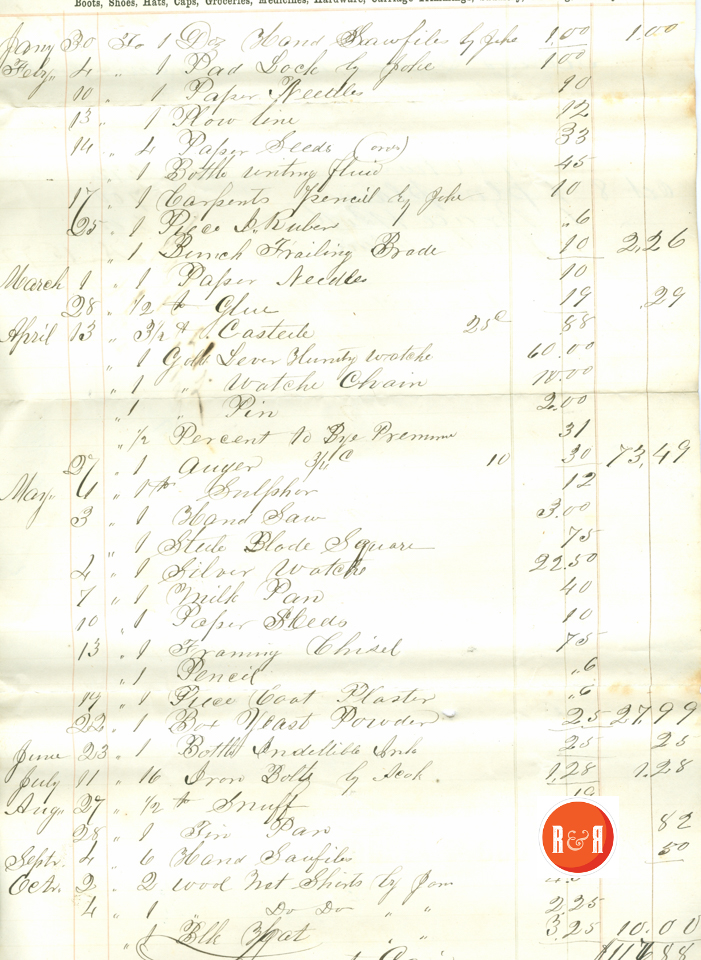 Bill to Ann H. White from Roddey Co., 1860 - Courtesy of the White Collection/HRH 2008, p.2