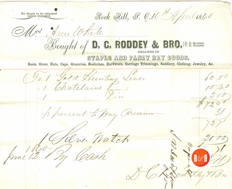Gold Hunting Service for Ann H. White - 1860  - Courtesy of the White Collection/HRH 200, 