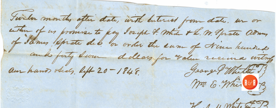 George P. White's Note for $947.