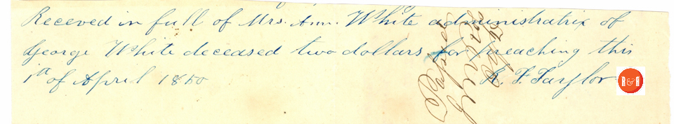 Rev. R.H. Taylor's bill for 