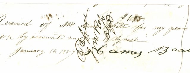 Wages for Overseer, James Boatwright in 1857 - Courtesy of the White Collection/HRH 2008